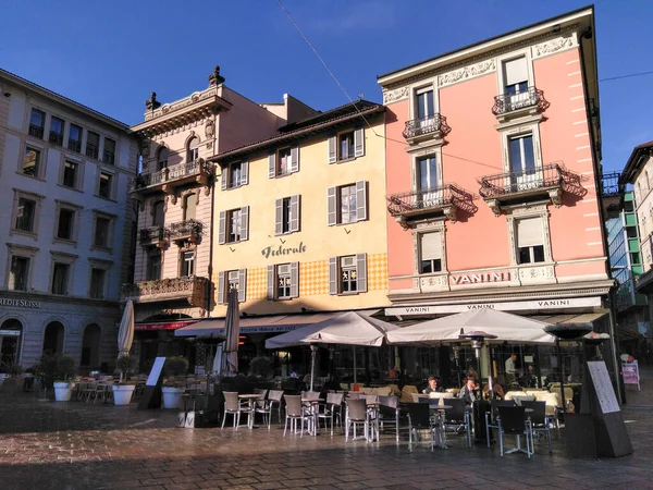 Lugano Švýcarsko Ledna 2018 Městské Ulice Historické Budovy — Stock fotografie