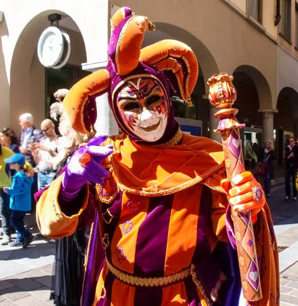 Lugano Suiza Abril 2017 Máscaras Venecianas Expuestas Lugano Con Bailes — Foto de Stock