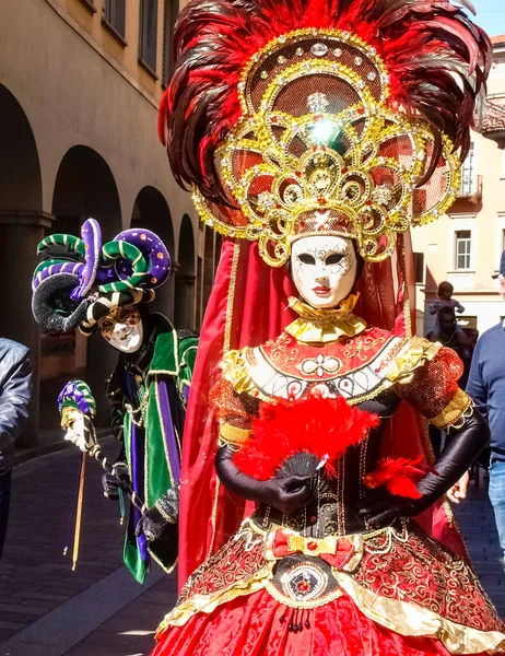 Lugano Suiza Abril 2017 Máscaras Venecianas Expuestas Lugano Con Bailes — Foto de Stock