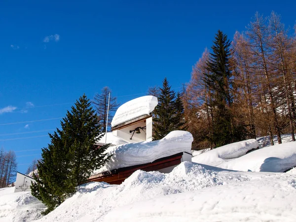 Valle Bedretto Швейцарія Сніжна Зимова Панорама Долини — стокове фото