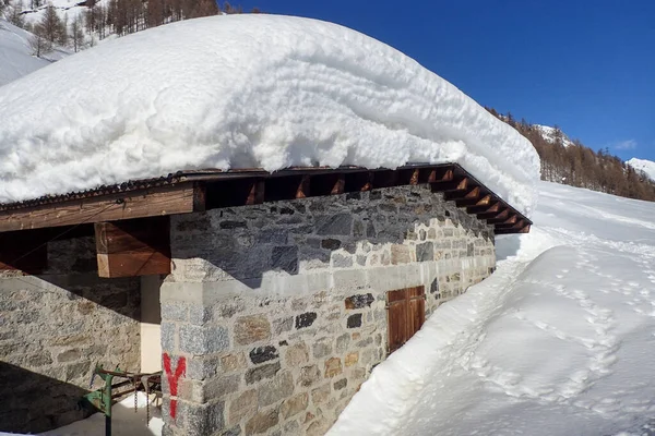 Valle Bedretto Schweiz Snöigt Vinterpanorama Över Dalen — Stockfoto