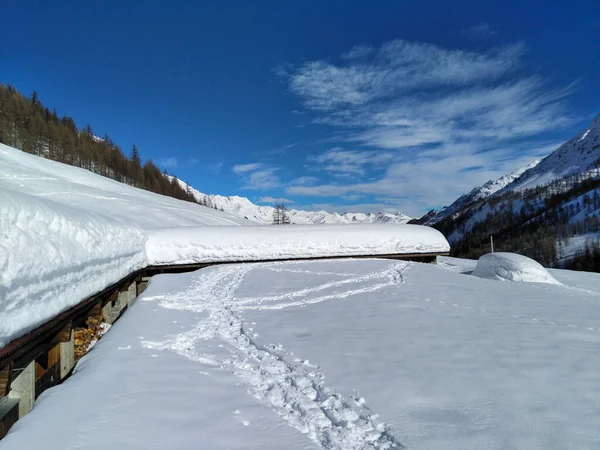 Valle Bedretto Suiza Panorama Invernal Nevado Del Valle —  Fotos de Stock