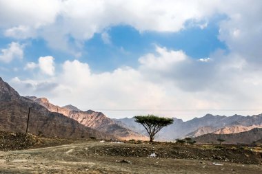 Kuru ve kayalık dağlarla karakterize edilen Jabal Jais 'in jeolojik manzarası, Ras Al Khaimah' daki Çamur Dağları, Birleşik Arap Emirlikleri