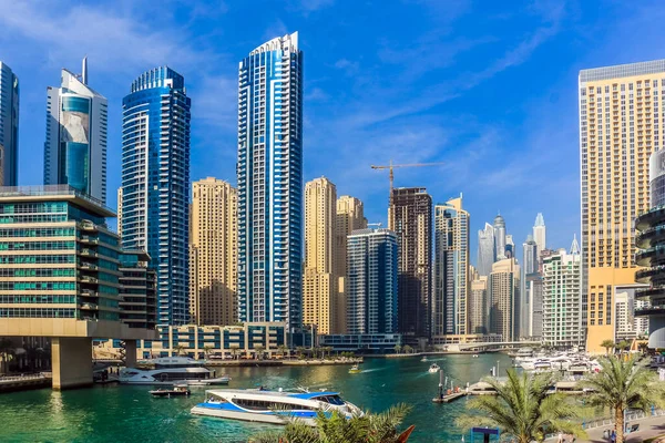 Amazing view of Dubai Marina Waterfront Skyscraper, Residential and Business Skyline in Dubai Marina, United Arab Emirates