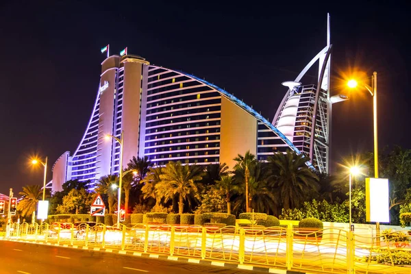 Nachtansicht Des Burj Arab Sieben Sterne Hotel Blick Vom Souk — Stockfoto