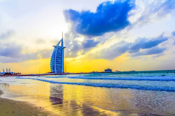 Vista Noturna Burj Arab Dubai Emirados Árabes Unidos — Fotografia de Stock