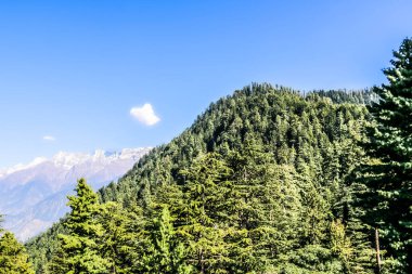 Kaghan Vadisi, Mansehra Bölgesi, Khyber-Pakhtunkhwa 'daki Shogran dağlarının jeolojik manzarası, Pakistan' ın kuzey bölgeleri.