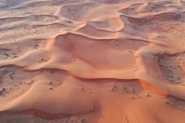 Vista Drone Deserto Seco Dubai Com Ondulações Areia Paisagem Geológica — Fotografia de Stock