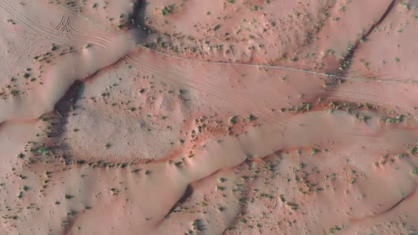 Drone Vista Del Deserto Secco Dubai Con Increspature Sabbia Paesaggio — Video Stock