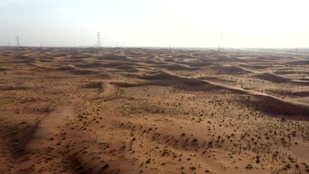 Vista Drone Deserto Seco Dubai Com Ondulações Areia Paisagem Geológica — Vídeo de Stock