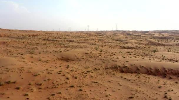 Drone Vista Del Deserto Secco Dubai Con Increspature Sabbia Paesaggio — Video Stock