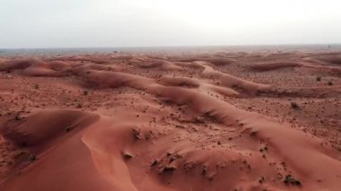 4K Drone Görüntüsü, Sharjah 'ta Kum Dalgacıkları ile Kuru Çöl' ün Hava Görüntüsü, Birleşik Arap Emirlikleri 'ndeki Yüksek Kumul Çölü Jeolojik Peyzajı, Drone Videoları