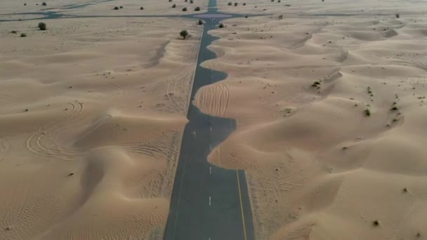 Drone Footage Une Route Entre Désert Demi Route Désert Dubaï — Video