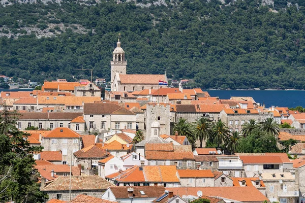 Skyline Der Inselstadt Korcula Kroatien — Stockfoto