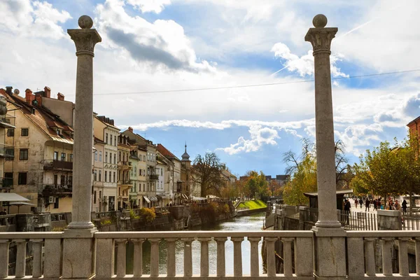 Sustarski Найбільш Над Річкою Любляниці Старого Міста Любляни Восени Словенія — стокове фото