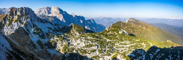 Panoramautsikt Över Juliska Alperna Från Toppen Berget Ablanca Slovenien — Stockfoto