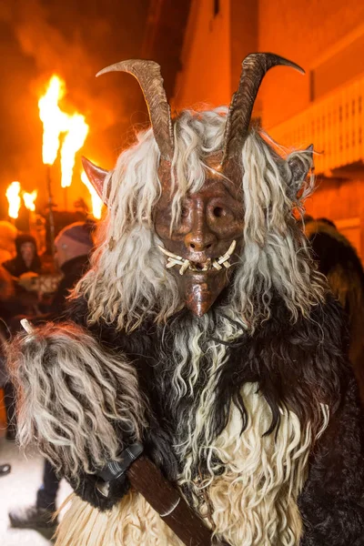 Podkoren Slovenija November 30Th 2018 Unidentified Man Wears Krampus Devil — Stock Photo, Image