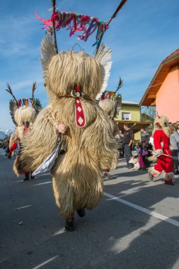 Vir, Slovenya - 3rd Mart 2019: Slovence Ulusal maskeleri 