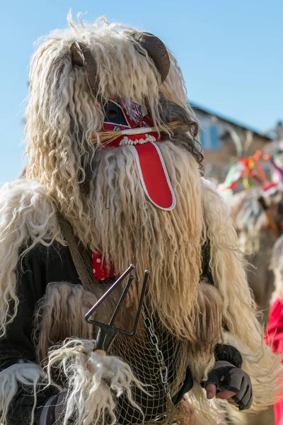 Ormoz Eslovenia Marzo 2019 Máscaras Nacionales Eslovenas Kurent Bailando Las — Foto de Stock