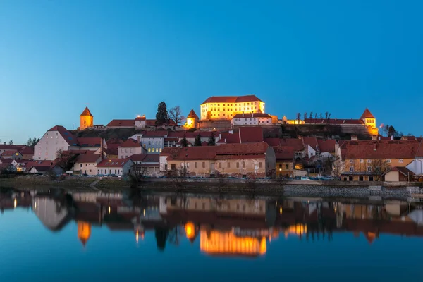 Panoráma Města Slovinska Nejstaršího Města Ptuj Západu Slunce — Stock fotografie