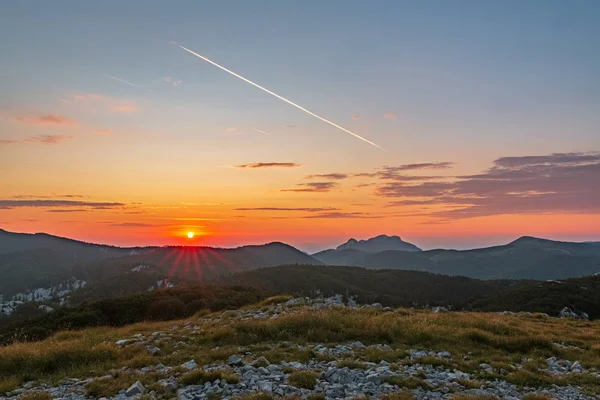 View Sunrize Top Alancic Mountain Velebit Masif Dalmatian Coast Croatia — Stock Photo, Image