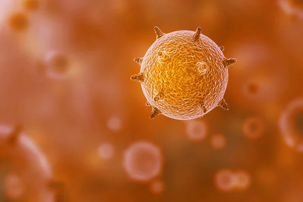 Orange Virus Cell Background Render Illustration — Stock Photo, Image