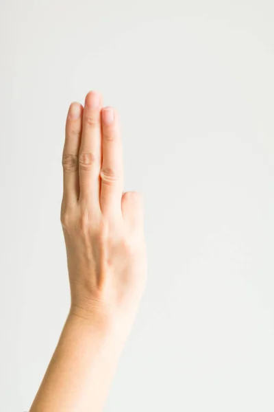 Işaret Gösteren Parmak Işaret Parmağı Orta Parmak Yüzük Parmağı Beyaz — Stok fotoğraf