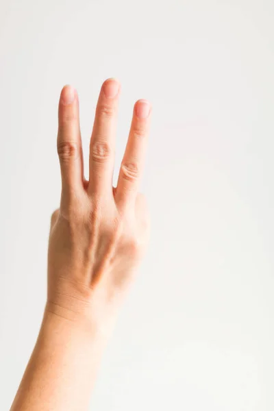 そのカウント数 シンボルの白い背景の上の 本の指 人差し指 を示す手 — ストック写真