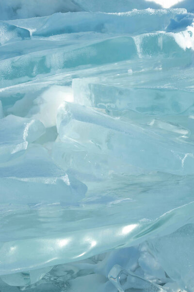 Background image of transparency blue ice pan in stacked layer.