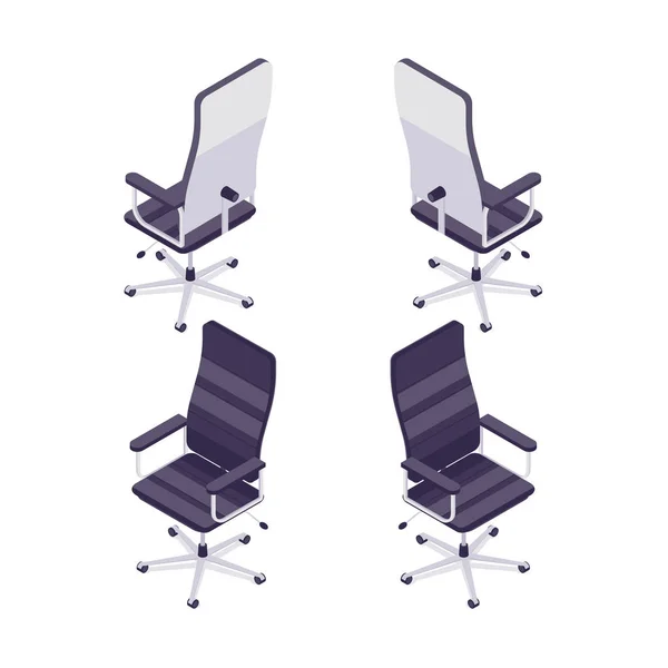 Krzesło Komputerowe Izometryczny Białym Tle Fotel Widok Przodu Widok Tyłu — Wektor stockowy