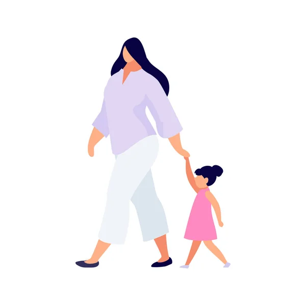 Νεαρή γυναίκα με το παιδί σε μια επίπεδη στυλ. — Διανυσματικό Αρχείο