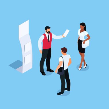 İzometrik promosyon booth organizatörü ile.