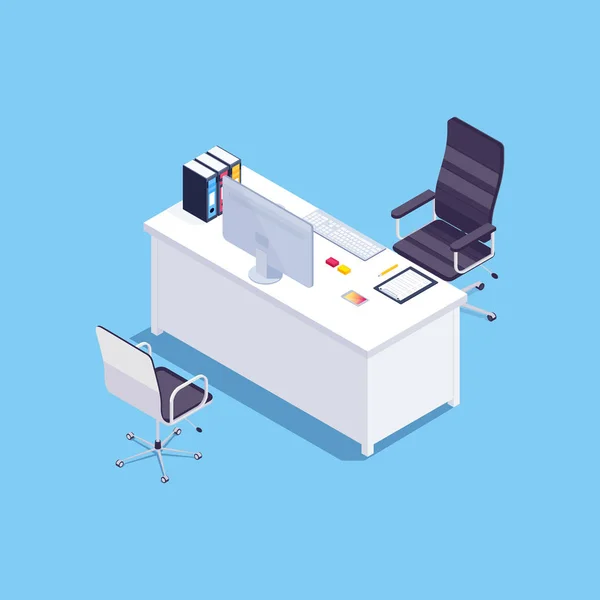 Isometric concept of office workplace. — Stock Vector