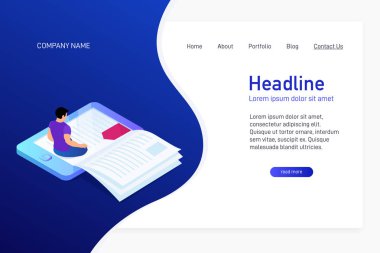 Ebook ile web sitesinin ana sayfası kavramı.