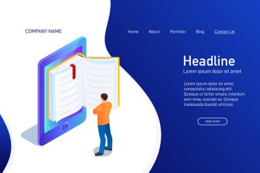 Ebook ile web sitesinin ana sayfası kavramı.