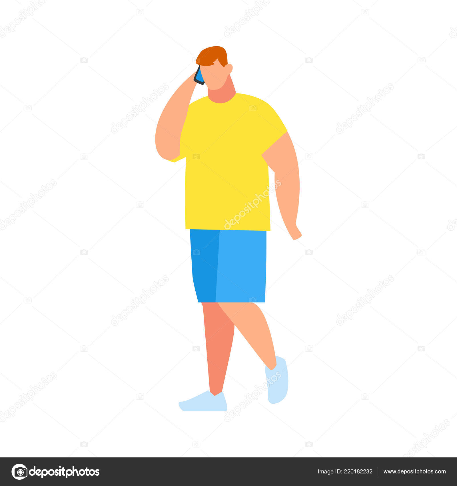 Orange Hair Cartoon Guy Young Man Orange Hair Flat Style Talking