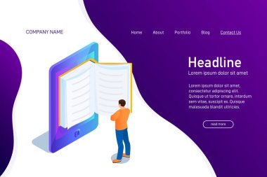 Ebook ile web sitesinin ana sayfası kavramı.