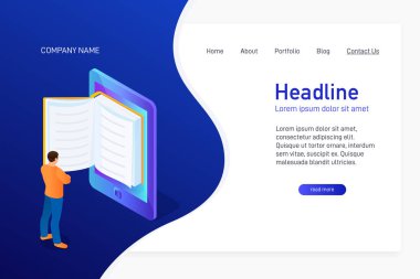 Ebook ile web sitesinin ana sayfası kavramı.