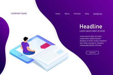 Ebook ile web sitesinin ana sayfası kavramı.