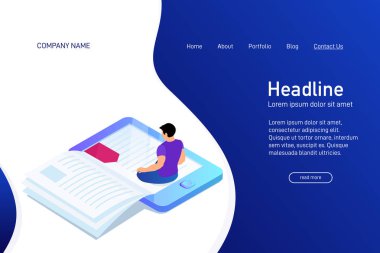 Ebook ile web sitesinin ana sayfası kavramı.