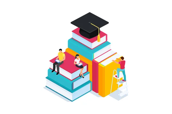 Isometric concept of e-learning, 3d book. — Stock Vector