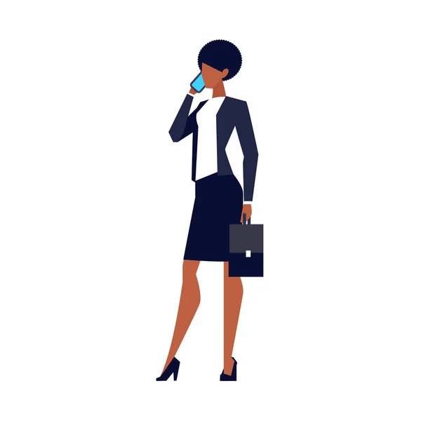 Mujer de negocios afroamericana con maletín — Archivo Imágenes Vectoriales