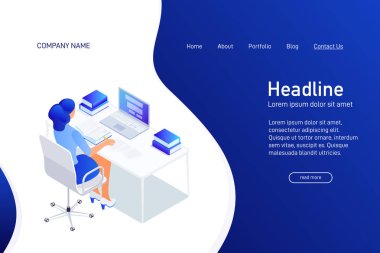 Dizüstü bilgisayar kullanarak çalışma isometrik kavramı