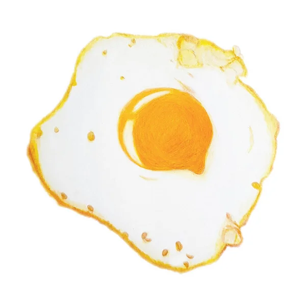 tasty breakfast perfect fried egg by color pencil drawing with rough paper texture background