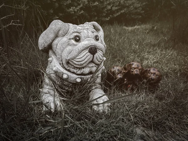 Statue Von Hunden Garten Vintage Color — Stockfoto