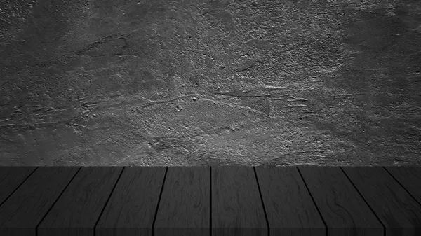 Holz Tischplatte Mit Zementwand Hintergrund Dienstleistungen Umfassen Produktdisplay Vorlage — Stockfoto