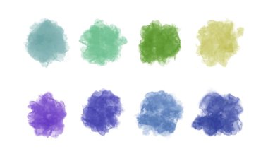 Soyut suluboya fırça darbeleri: beyaz zemin üzerine sıçramasına renk