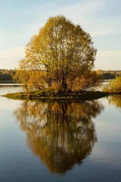 Miękkie jesień krajobraz, odbicie w spokojnej wodzie — Zdjęcie stockowe