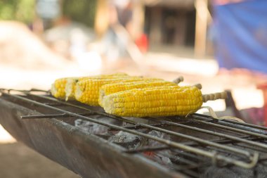 Izgarada mısır, ocakta sebze, ızgarada mısır.