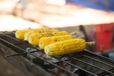 Izgarada mısır, ocakta sebze, ızgarada mısır.